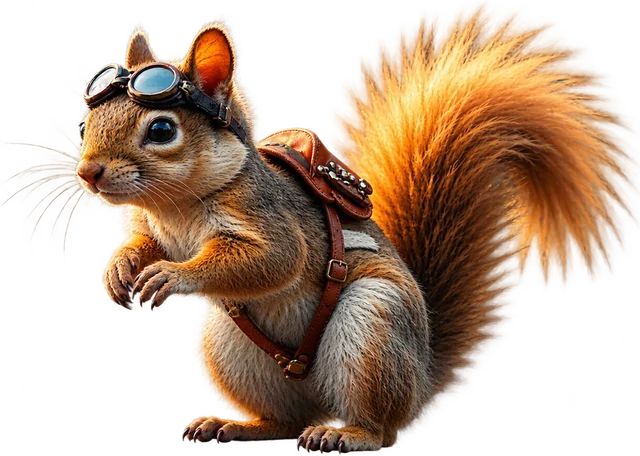 The Peak & Dale squirrel in aviator goggles